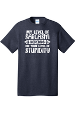 My Level of Sarcasm Depends on Your Level of Stupidity | Mens Big & Tall T-Shirt