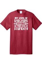 My Level of Sarcasm Depends on Your Level of Stupidity | Mens Big & Tall T-Shirt