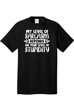 My Level of Sarcasm Depends on Your Level of Stupidity | Mens Big & Tall T-Shirt