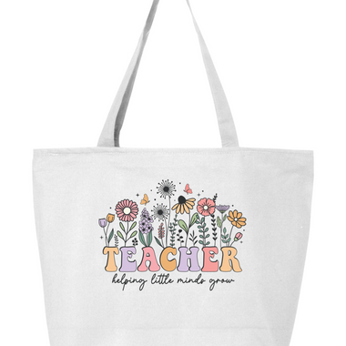 Teacher Helping Little Minds Grow | Canvas Zippered Tote