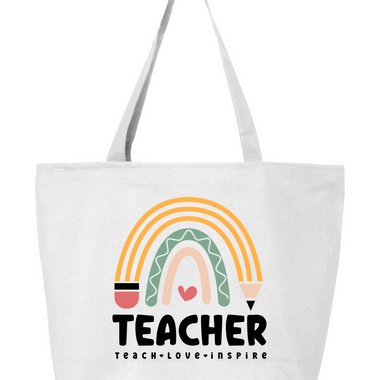 Teacher Teach Love Inspire | Canvas Zippered Tote