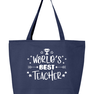 Worlds Best Teacher | Canvas Zippered Tote