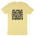 My Level of Sarcasm Depends on Your Level of Stupidity | Mens & Ladies T-Shirt