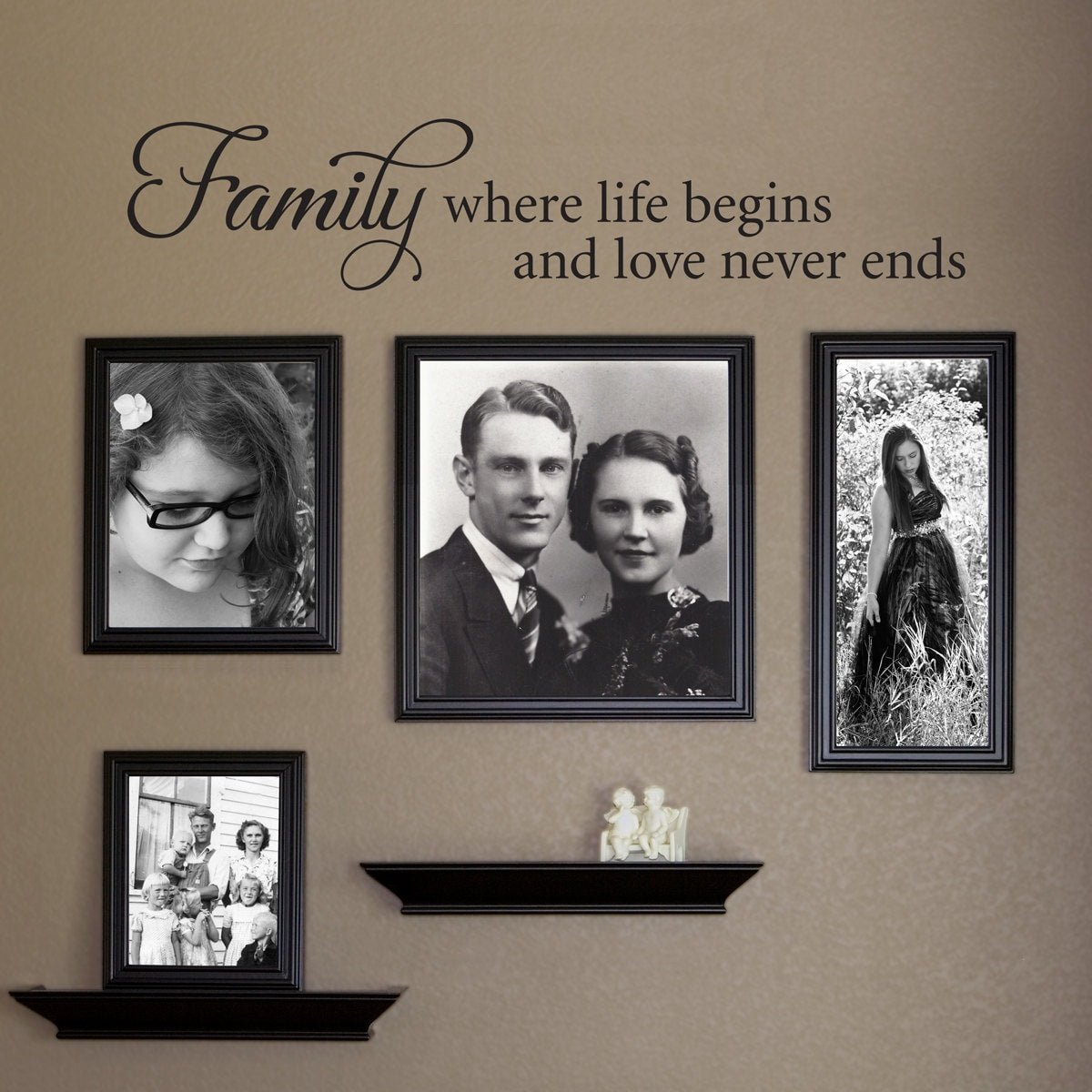 Family where life begins and love never ends Decal | Family Decor | Gallery Wall Decal | Living Room Art | Ver. 2