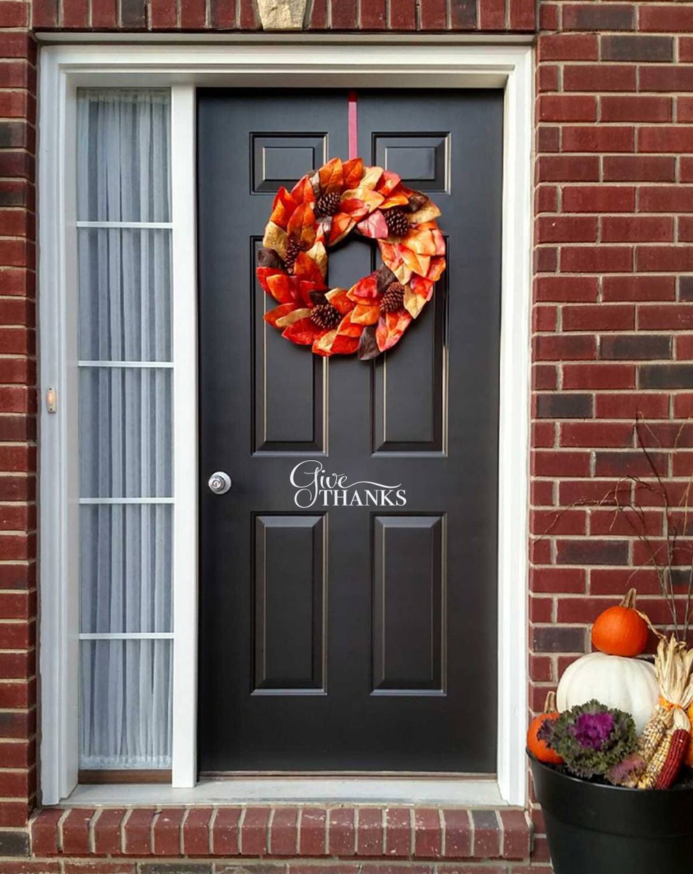 Give Thanks Door Decal. Thanksgiving Decor.