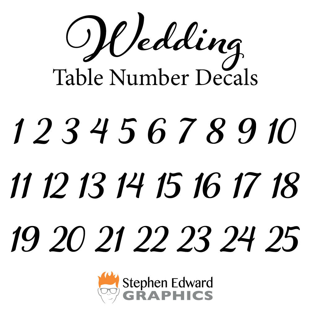 Wedding Table Number Decals - Wedding Decor - Table Number Stickers