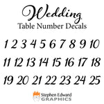 Wedding Table Number Decals - Wedding Decor - Table Number Stickers