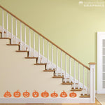 Jack-o-Lantern Decal Set - Halloween Decor - Pumpkin Wall Sticker - Set of 8