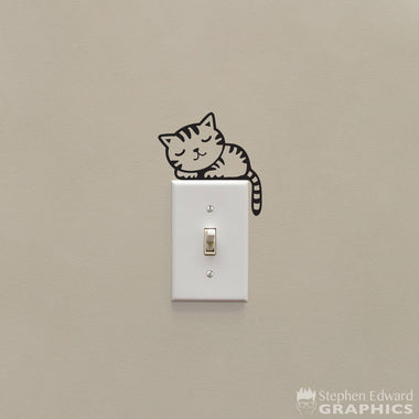 Cat decal for light switch. Sleeping kitten.