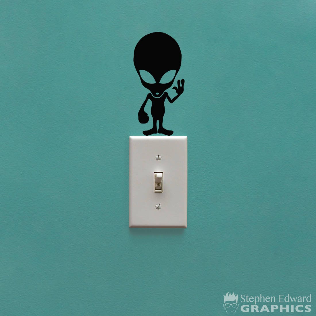 Alien decal. Light switch decor.