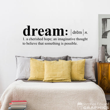 Dream Definition Decal | Dictionary definition Vinyl | Dream Bedroom Wall Decor