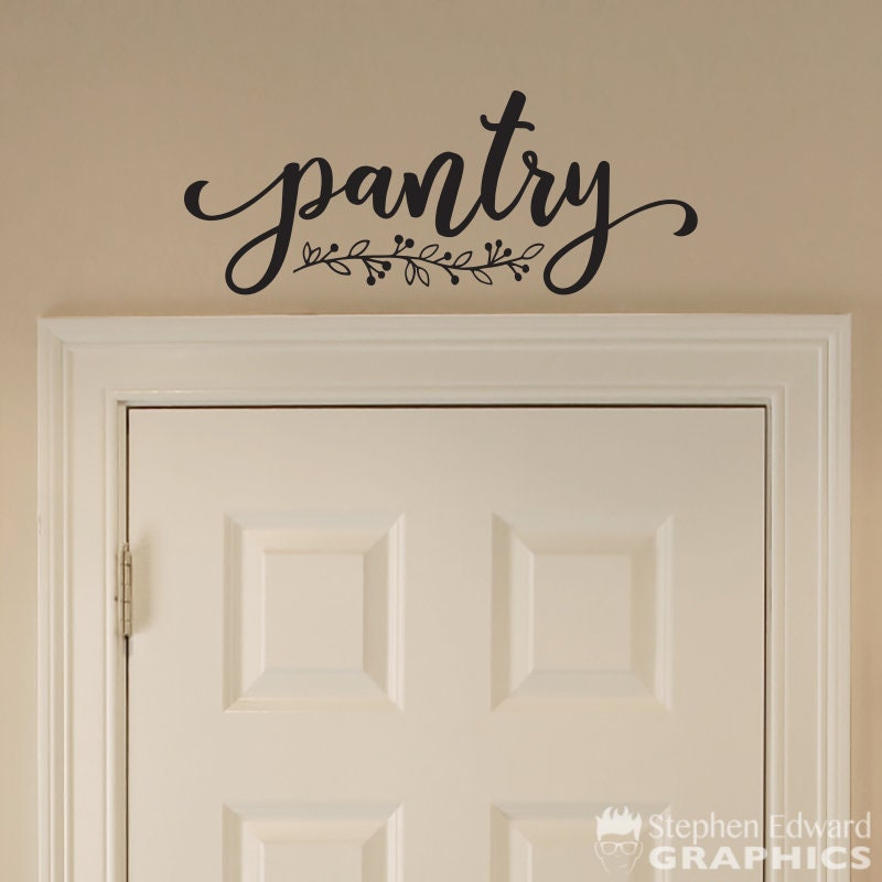 Pantry decal with vine graphic.