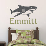 Personalized Shark Decal Set. Boy Name Decal.