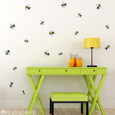 Bee Wall Decal | Set of 17 Bumblebees | Wall Sticker