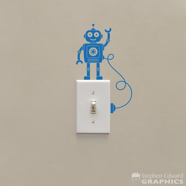 Robot decal. Lightswitch cover decor.