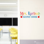 Teacher Name and Grade Classroom Decal - Teacher Door Decor - School Wall Art