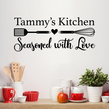 Personalized Name Kitchen Wall Decal - Seasoned with love Kitchen Decor