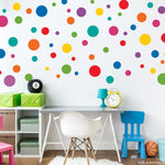 Polka dot decals. Set of rainbow colored dots. Children Wall Decor.