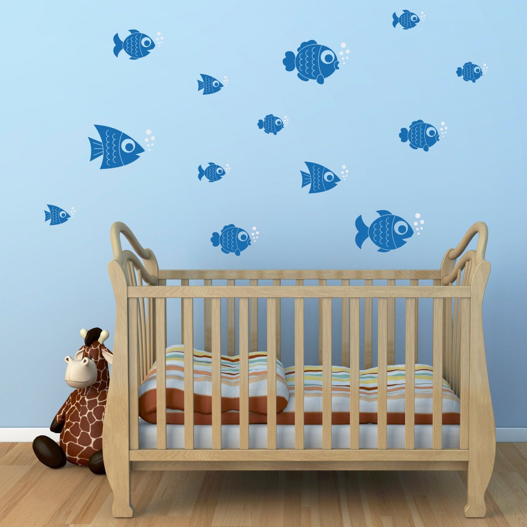 Fish Wall Decal Set. Set of 13. Underwater Decor.