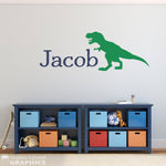 Dinosaur and personalized name decal set.