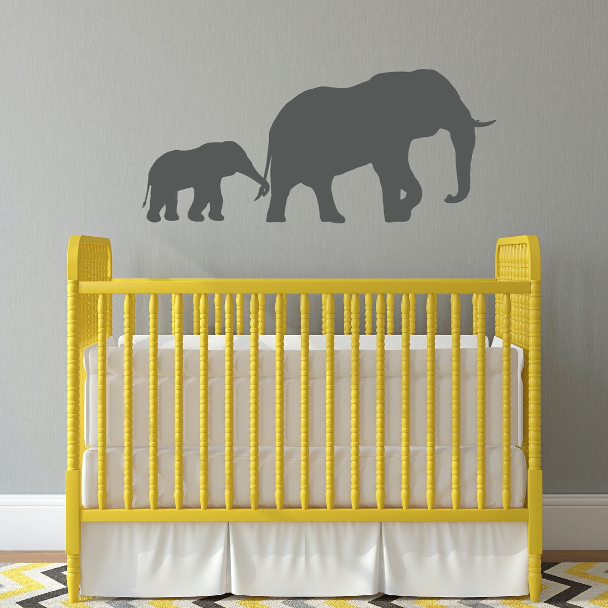 Elephant Decal with Baby | Elephant Wall Sticker Vinyl | Nursery Decor