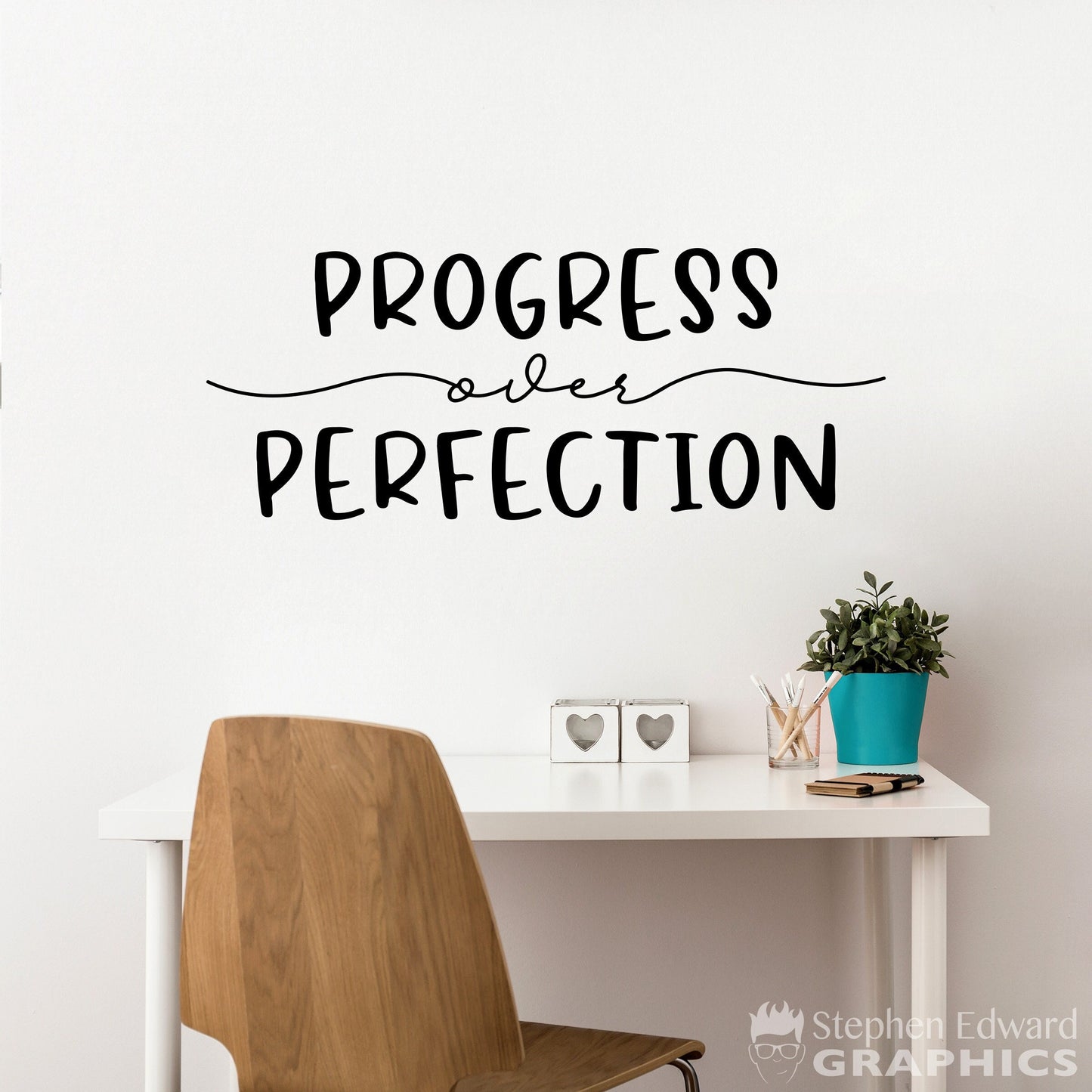 Progress over Perfection Decal | Motivational Decor | Vinyl Wall Sticker