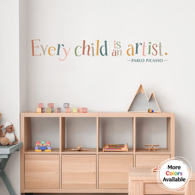 Every Child is an Artist Decal | Children Artwork Display Vinyl | Picasso Quote | Pastel Rainbow