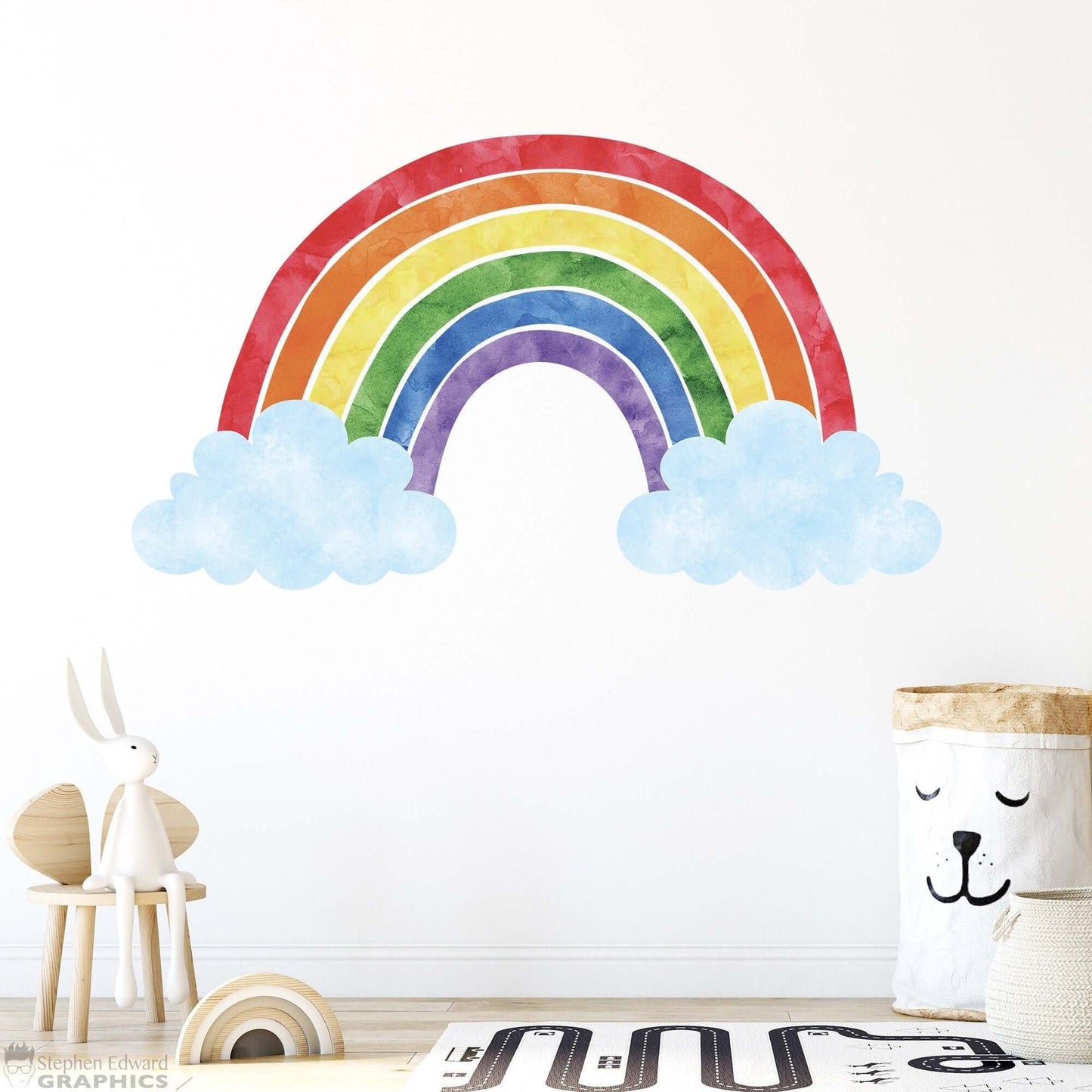 Watercolor Rainbow Decal | Children Bedroom Vinyl | Rainbow Playroom Decor