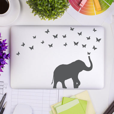 Elephant & Butterflies Laptop and Tablet Decal | Sticker