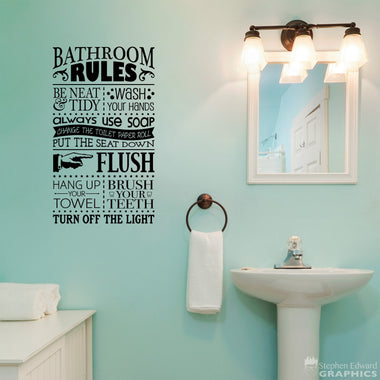 Bathroom Rules Wall Decal | Wall Sticker