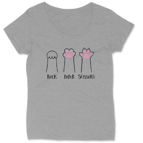 Rock Paper Scissors | Ladies Plus Size T-Shirt | Curvy Collection | Funny T-Shirt | Graphic T-Shirt | Cat Shirt | Cat Mom Shirt | Cat Lover