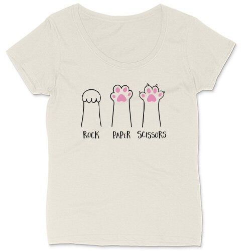 Rock Paper Scissors | Ladies Plus Size T-Shirt | Curvy Collection | Funny T-Shirt | Graphic T-Shirt | Cat Shirt | Cat Mom Shirt | Cat Lover