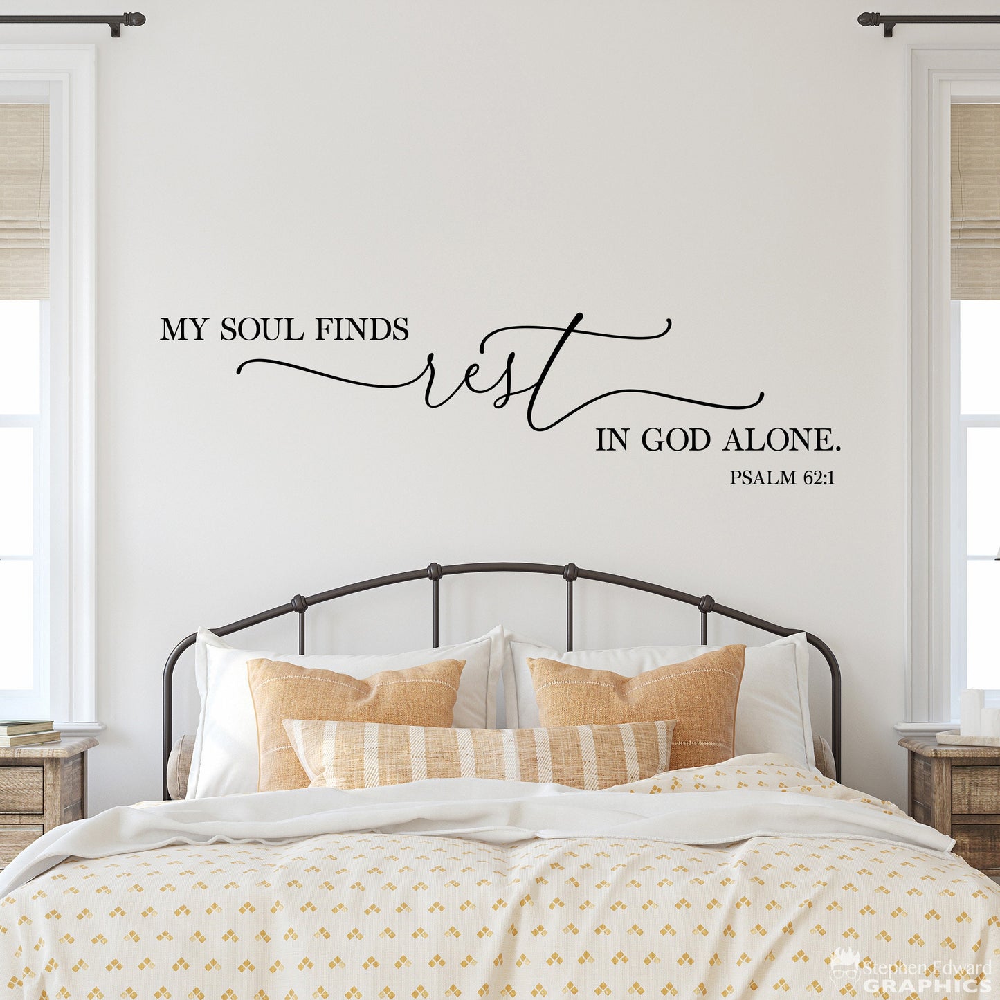 My Soul finds Rest in God alone Decal | Calming Bedroom Decor | Christian Bible Verse | Psalm 62:1