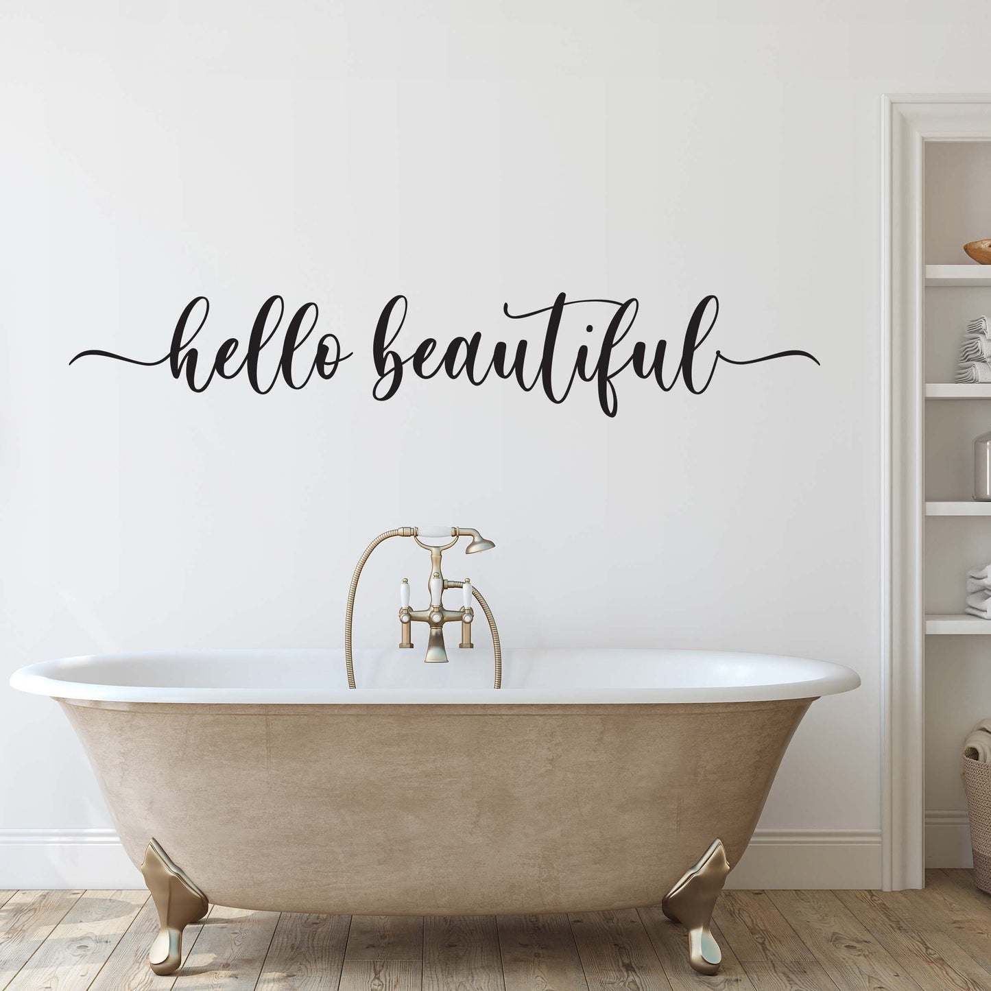 hello beautiful wall decal. Bathroom Decor.