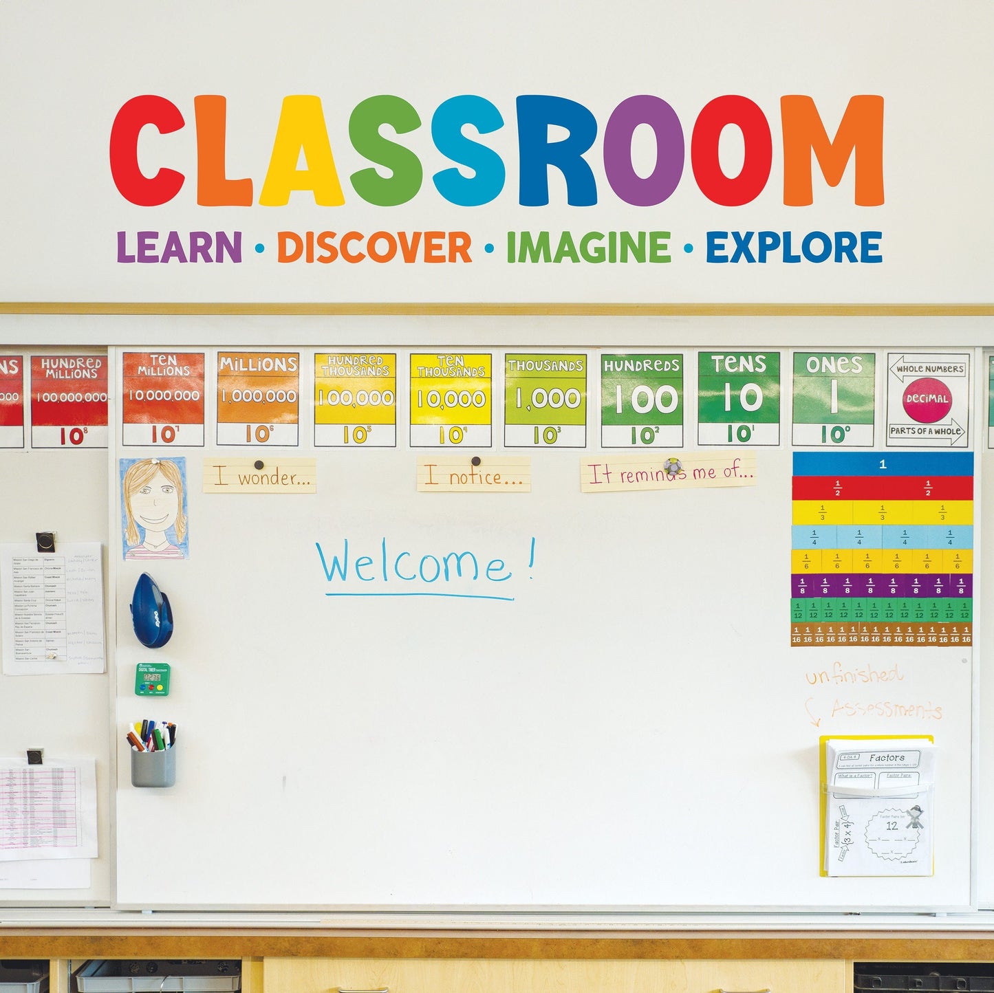 Classroom Learn Discover Imagine Explore Wall Decal