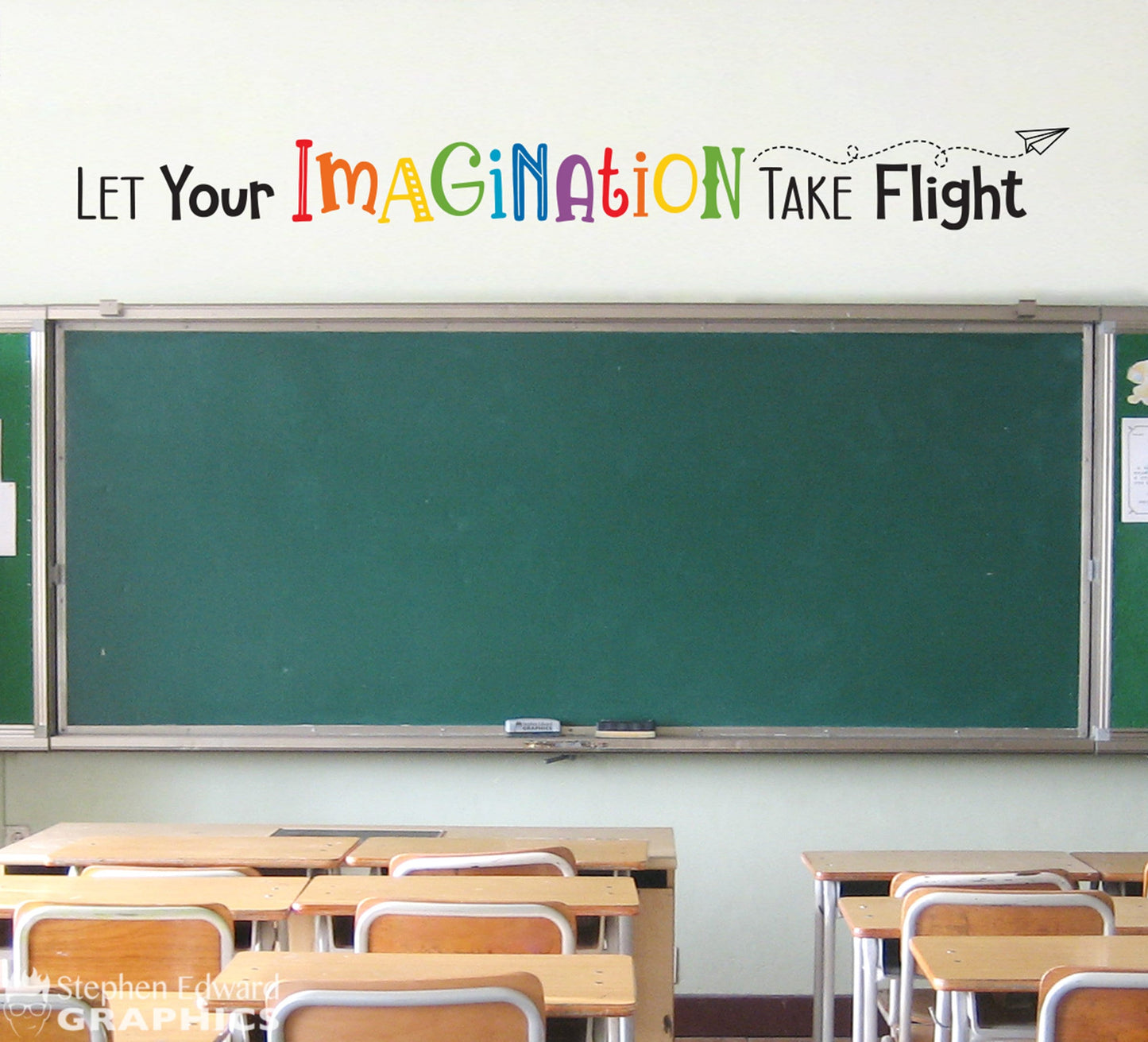 Let Your Imagination Take Flight Wall Decal | Classroom Wall Art | Library Decor