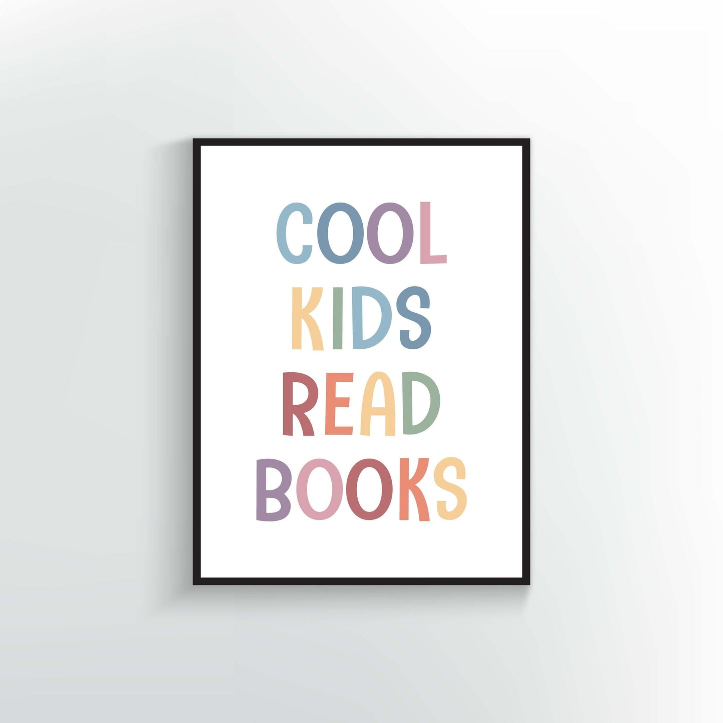 Cool Kids Read Books Poster & Print. Muted Rainbow colors.