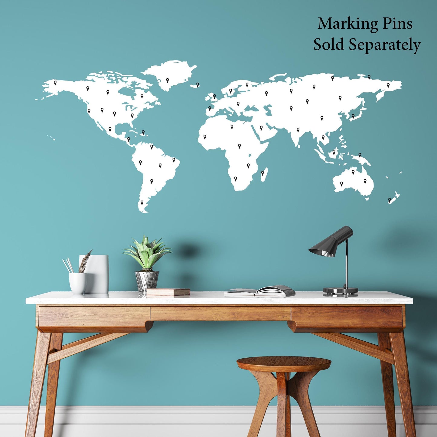 World Map Wall Decal - Geography Wall Art - Map Decal - Office Decor - Medium