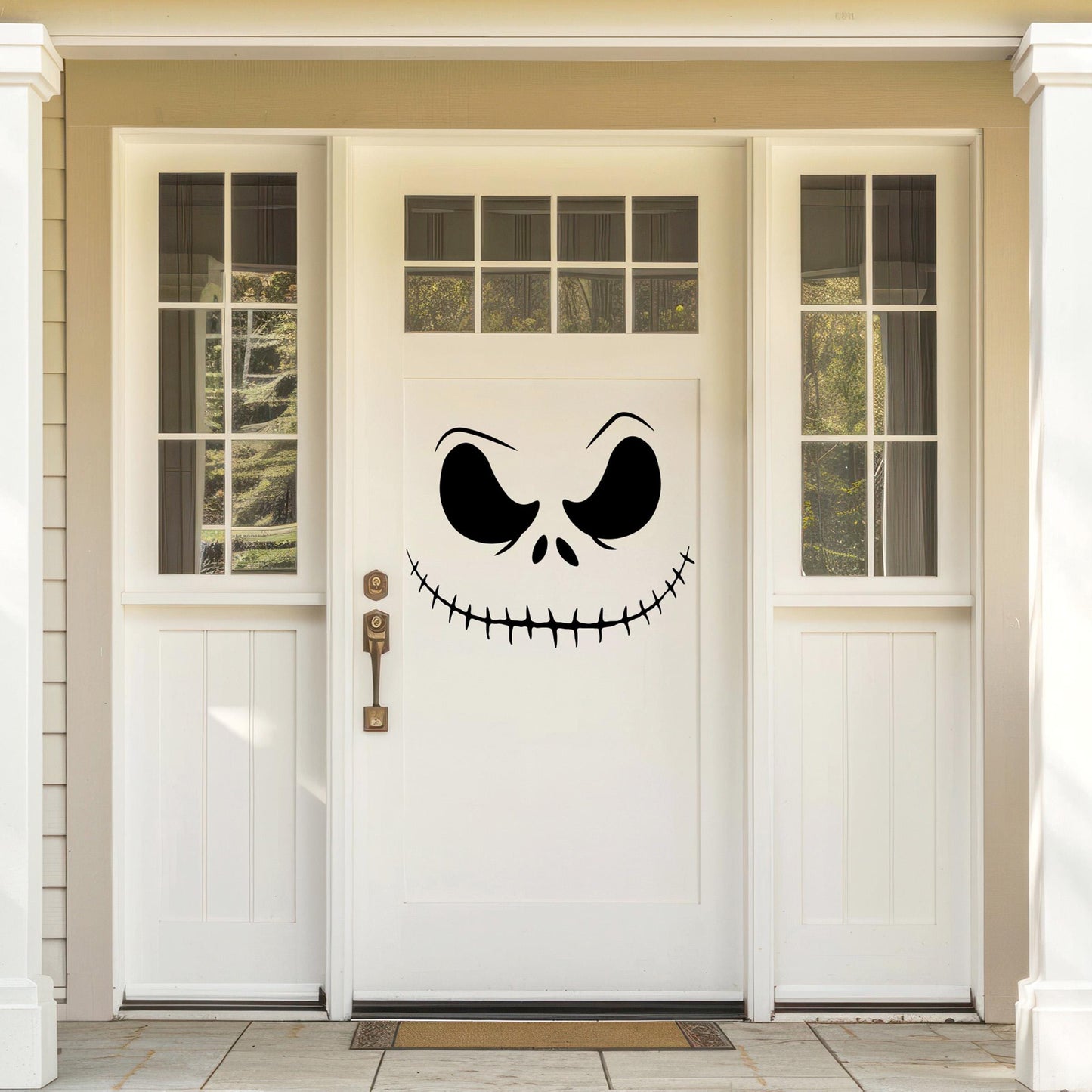 Halloween Decoration Door Decal. Spooky Decor. Jack Skellington Face.