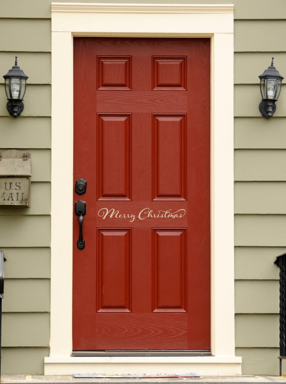 Merry Christmas Door decal. Script font.