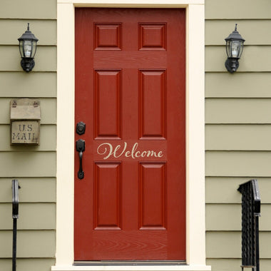 Welcome Door Decal. Script font.