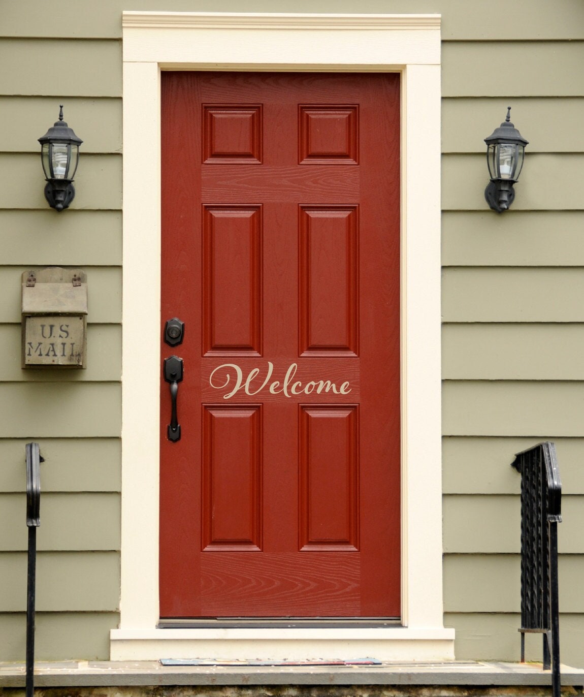 Welcome Door Decal. Script font.