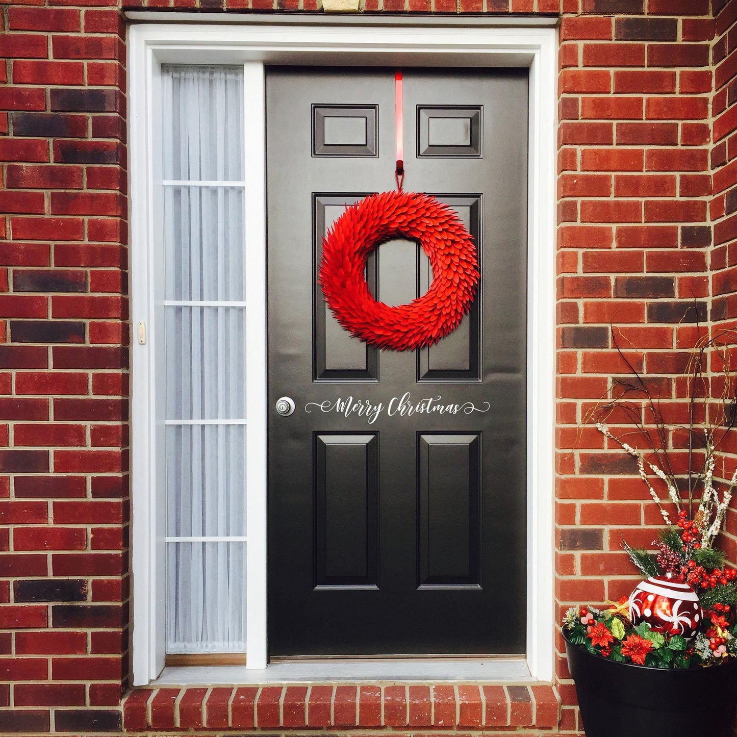 Merry Christmas Decal. Front door decor. Holiday decoration.