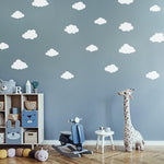 Puffy Cloud Decal Set. Set of 28. Kid Bedroom Decor.