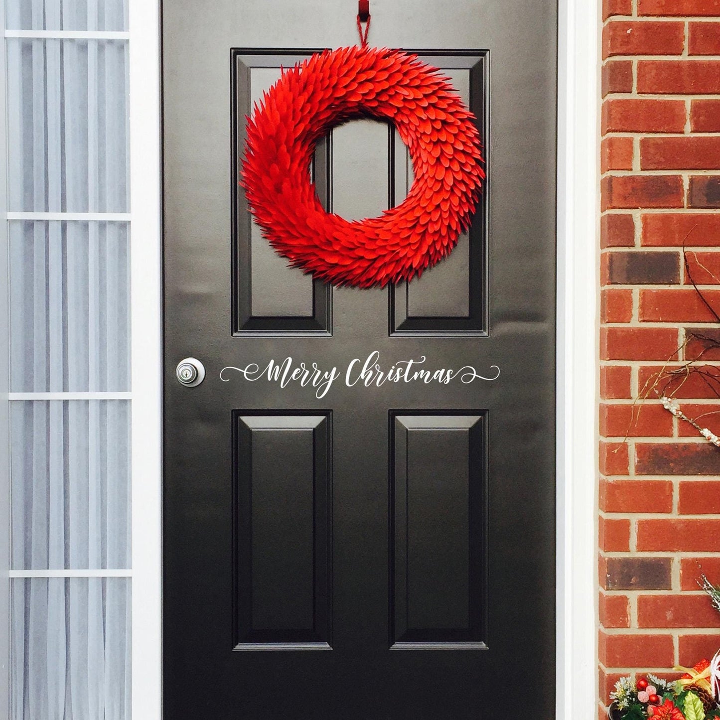 Merry Christmas Decal. Door decor. Holiday decoration.