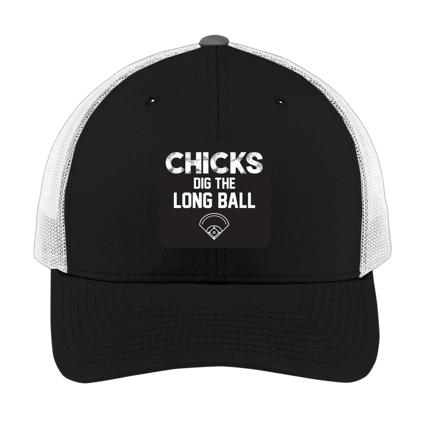 Chicks Dig the Long Ball | Men's Trucker Cap | Mesh Hat | Nerd Hat | Funny Baseball Hat | Unisex | Funny Hat