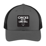 Chicks Dig the Long Ball | Men's Trucker Cap | Mesh Hat | Nerd Hat | Funny Baseball Hat | Unisex | Funny Hat