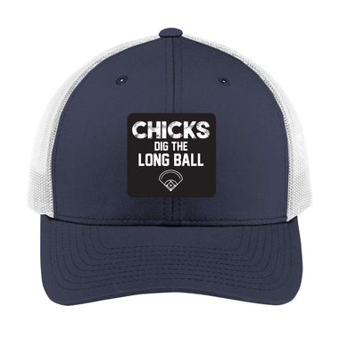 Chicks Dig the Long Ball | Men's Trucker Cap | Mesh Hat | Nerd Hat | Funny Baseball Hat | Unisex | Funny Hat