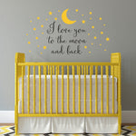 I love you to the moon Wall Decal - Moon and Stars Decal - Nursery Wall Art - I love you Wall Sticker