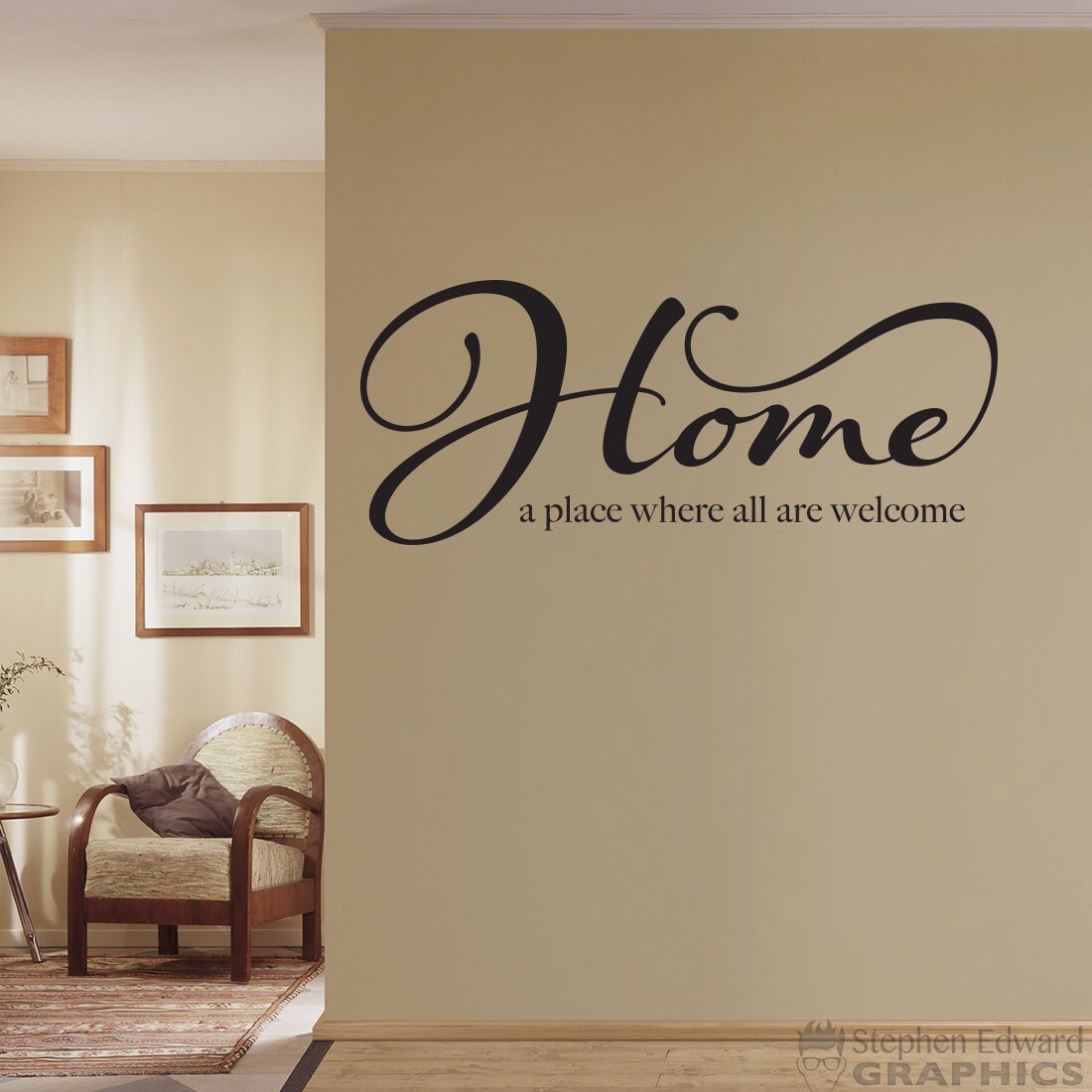 Home a place where all are Welcome Decal | Quote Vinyl Decal | Welcome Wall Sticker